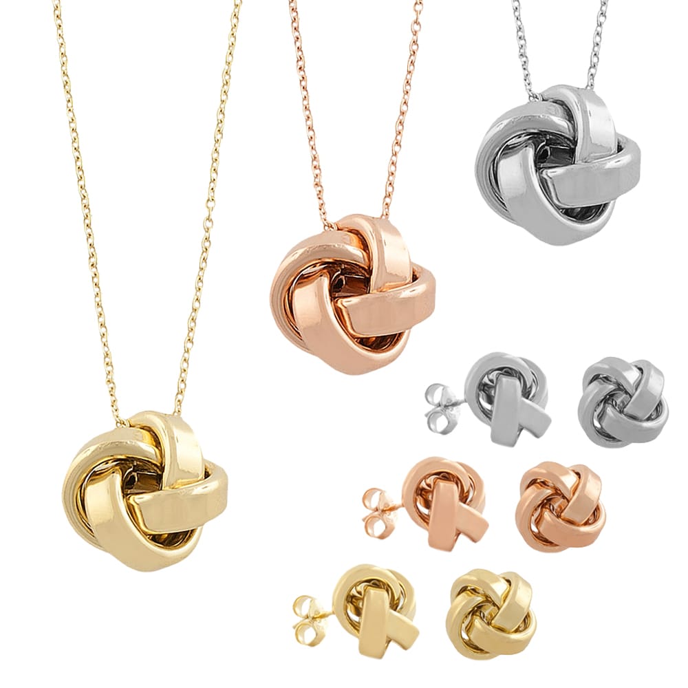 Fremada Plated Sterling Silver Love Knot Earring, Necklace or Set