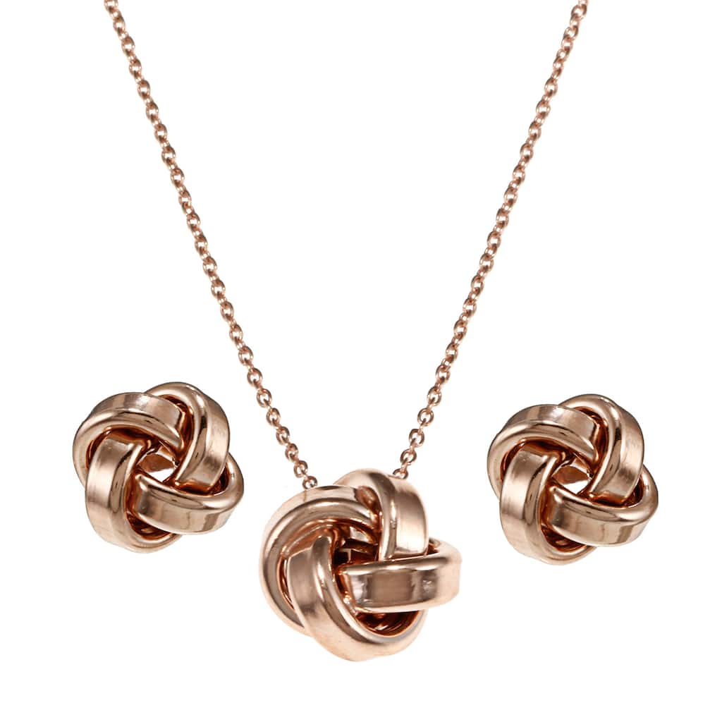 Fremada Plated Sterling Silver Love Knot Earring, Necklace or Set