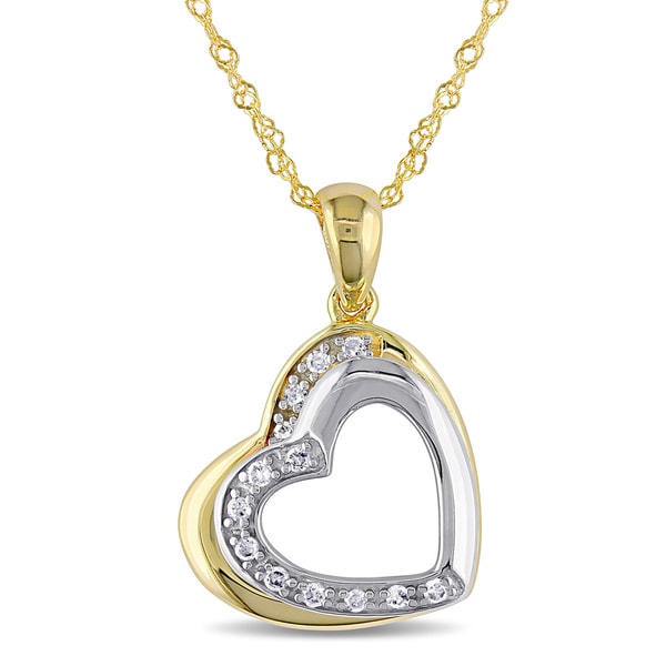 Shop Miadora Two-tone 10k Gold Diamond Accent Tilted Open Heart ...