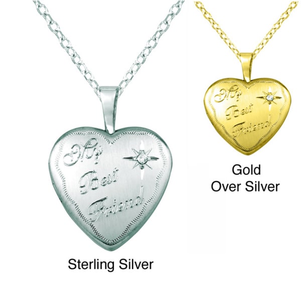 Shop Sterling Silver Diamond Accent 'My Best Friend' Heart Locket ...