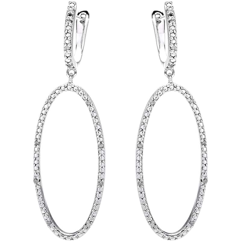 Miadora Sterling Silver 1/10ct TDW Diamond Dangle Earrings