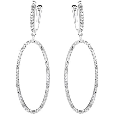 Miadora Sterling Silver 1/10ct TDW Diamond Dangle Earrings
