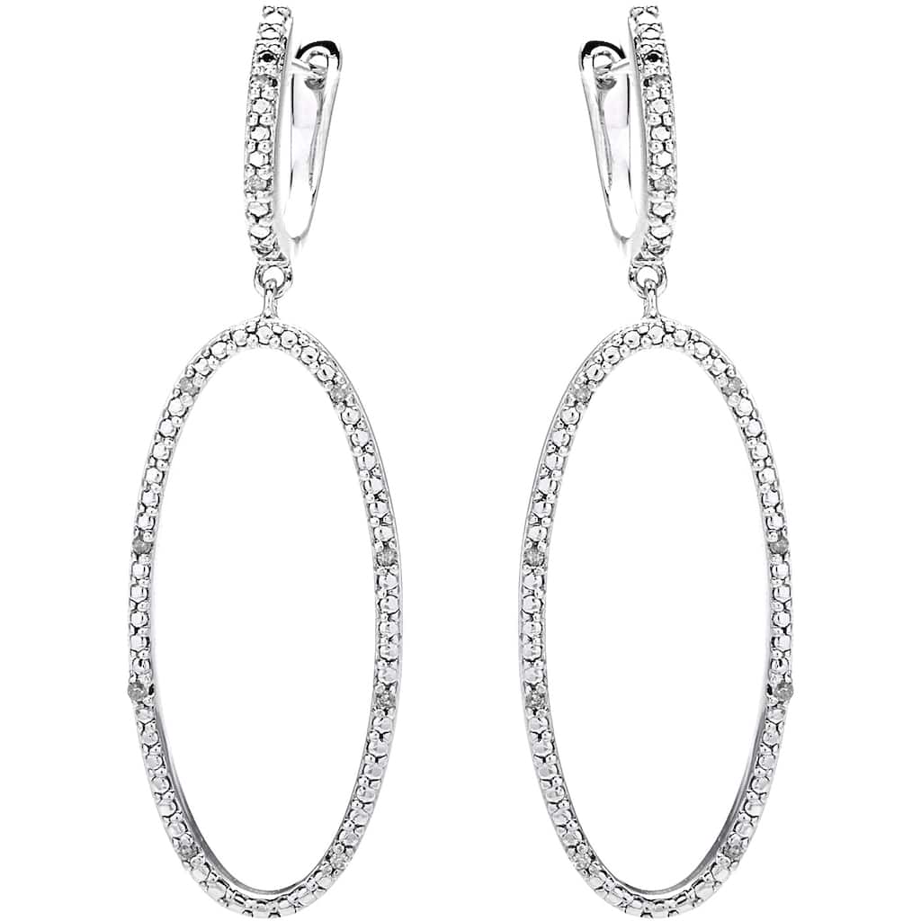 Miadora Sterling Silver 1/10ct TDW Diamond Dangle Earrings