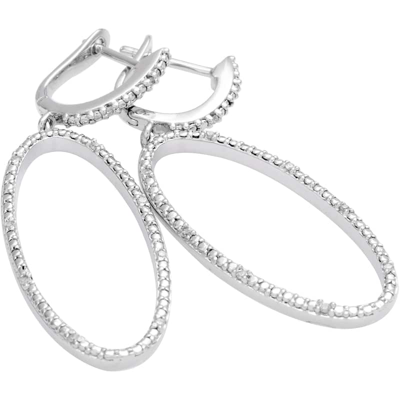 Miadora Sterling Silver 1/10ct TDW Diamond Dangle Earrings