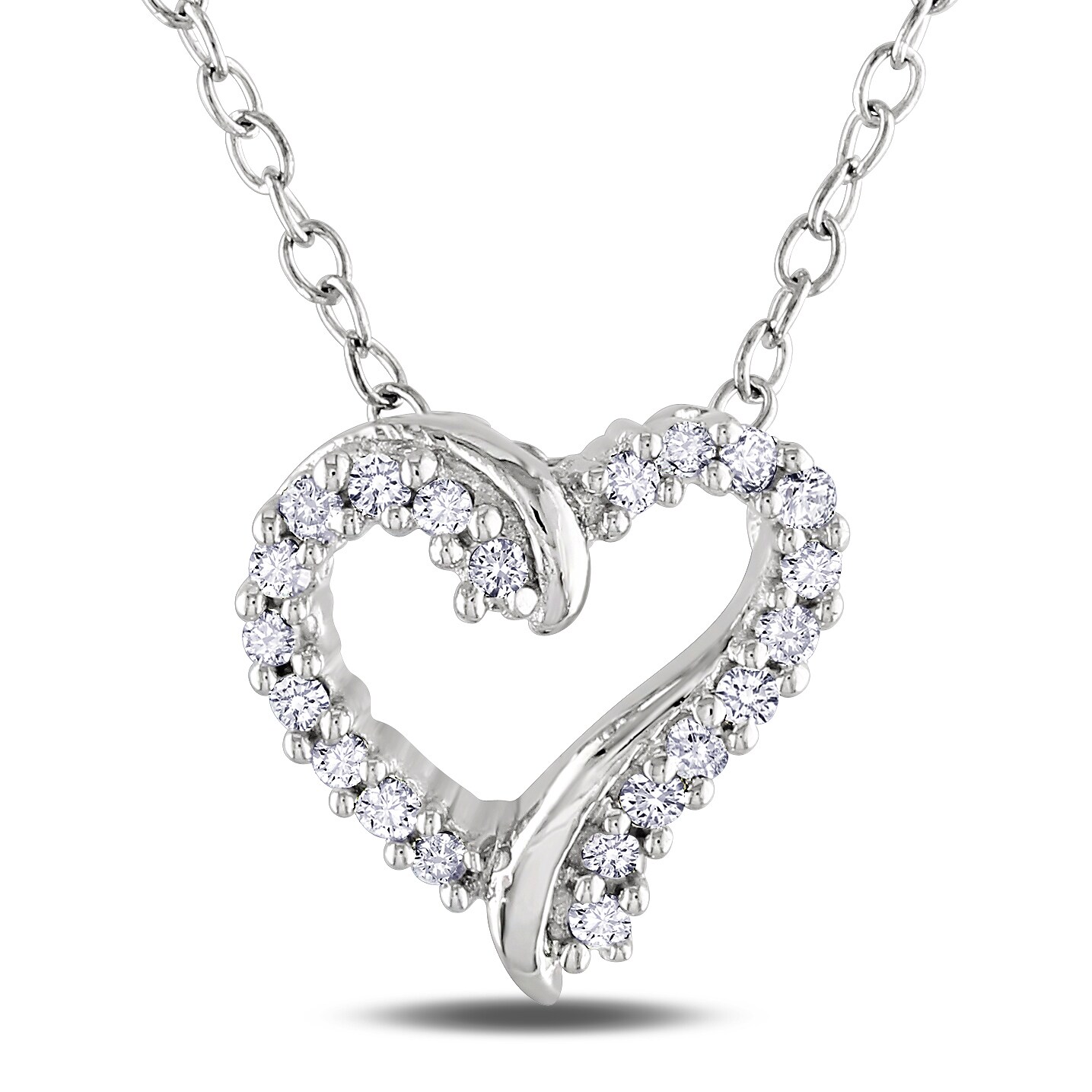 Haylee Jewels Sterling Silver Diamond Heart Necklace (H-I, I2-I3 ...