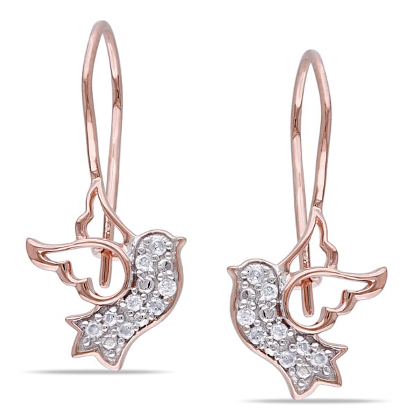 Miadora 10k Rose Gold 1/10ct TDW Diamond Dove Earrings (H I, I2 I3) Miadora Diamond Earrings