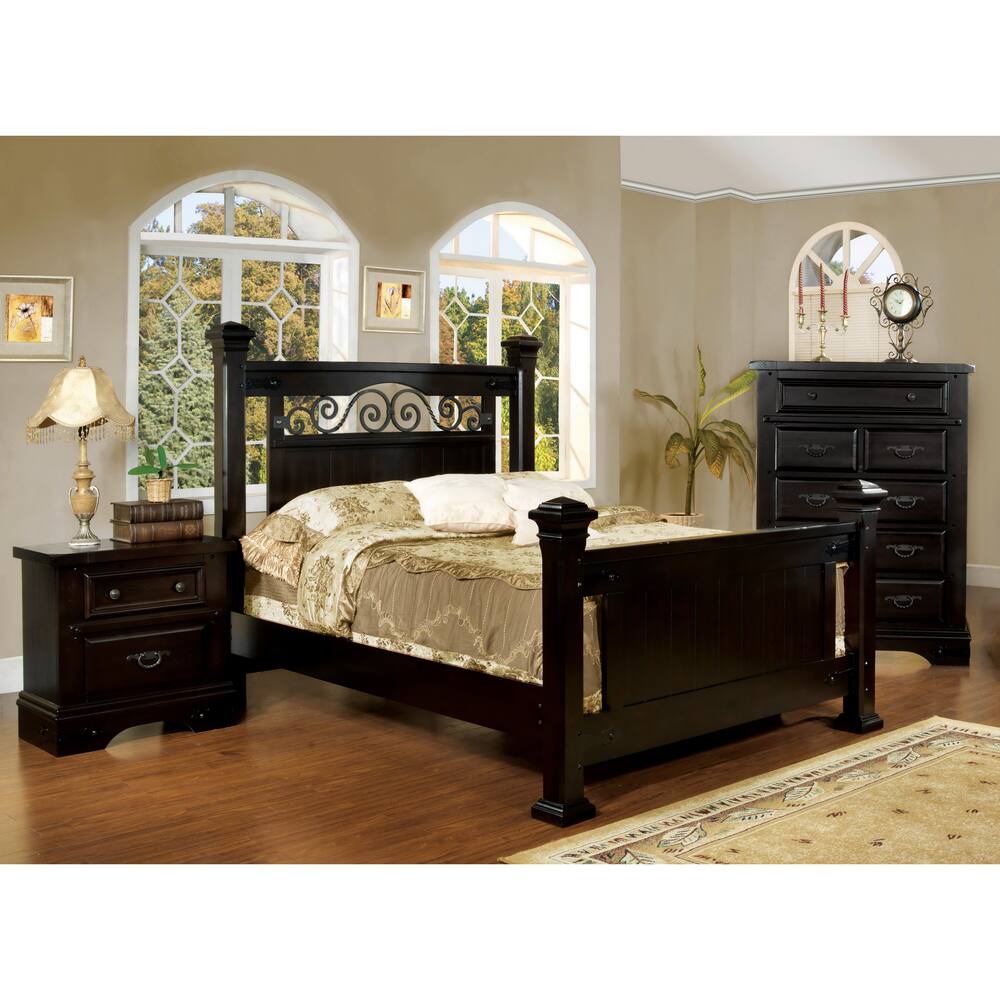 Furniture of America 3-piece Queen-size Bed with Nightstand and Chest Set