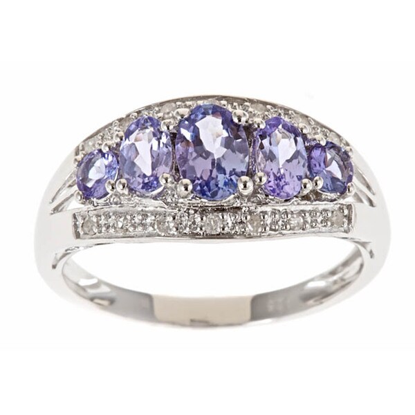 D'Yach Sterling Silver Tanzanite and 1/10ct TDW Diamond Ring (G H, I1 I2) D'Yach Gemstone Rings