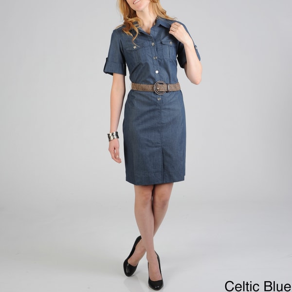 sharagano denim dress