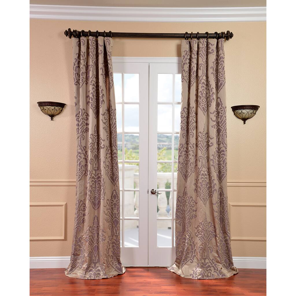 Exclusive Fabrics Minerva Taupe/Plum Faux Silk Jacquard Curtain (1 Panel)