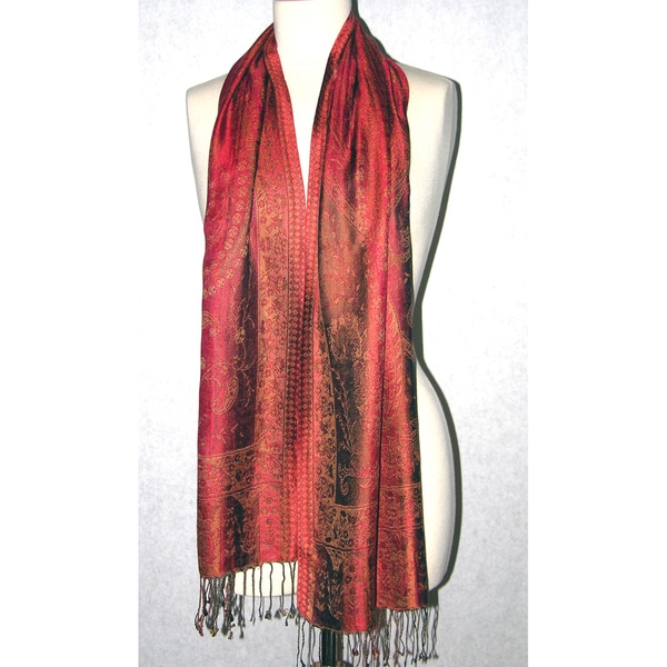 Hand woven Silk Copper/ Chocolate Scarf (India)  