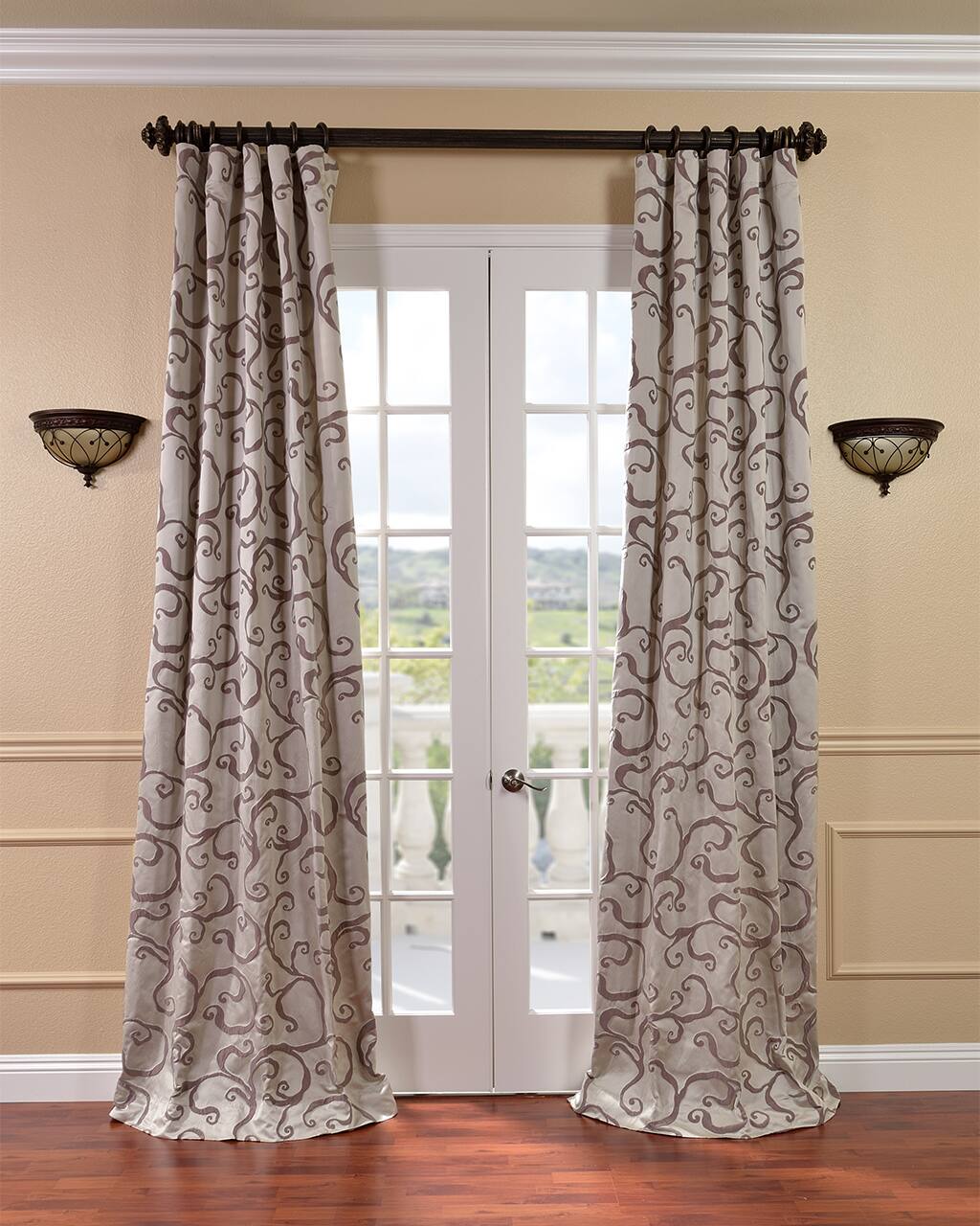 Exclusive Fabrics Calypso Silver/Plum Faux Silk Jacquard Curtain (1 Panel)