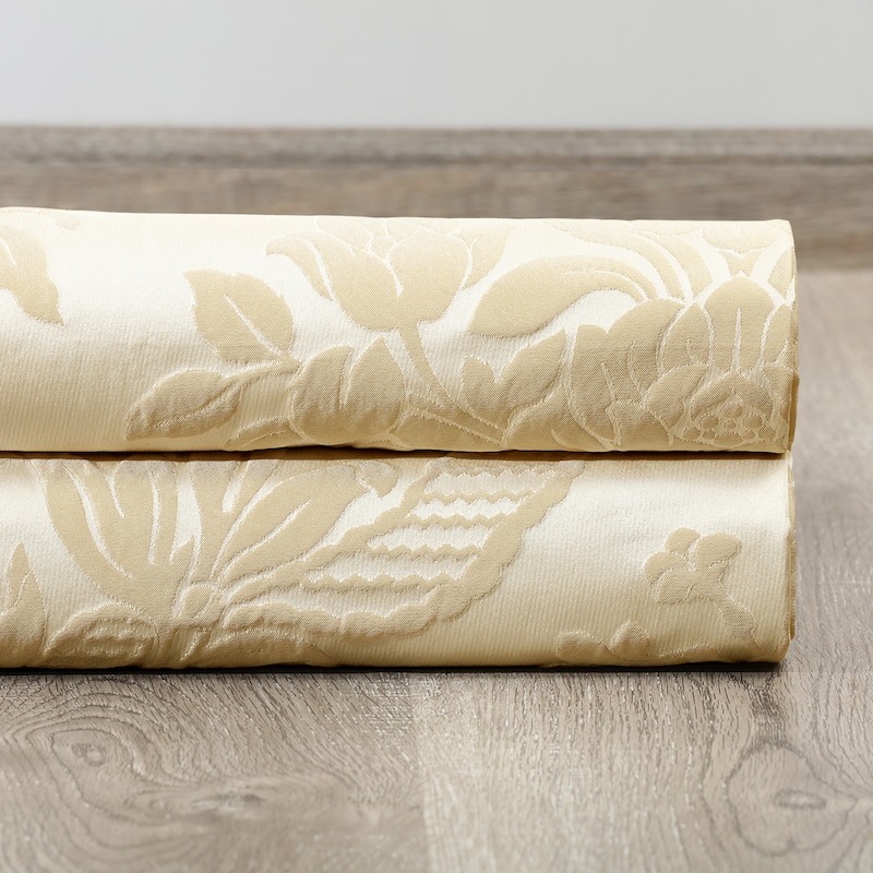 Exclusive Fabrics Magdelena Champaign/Beige Faux Silk Jacquard Curtain (1 Panel)