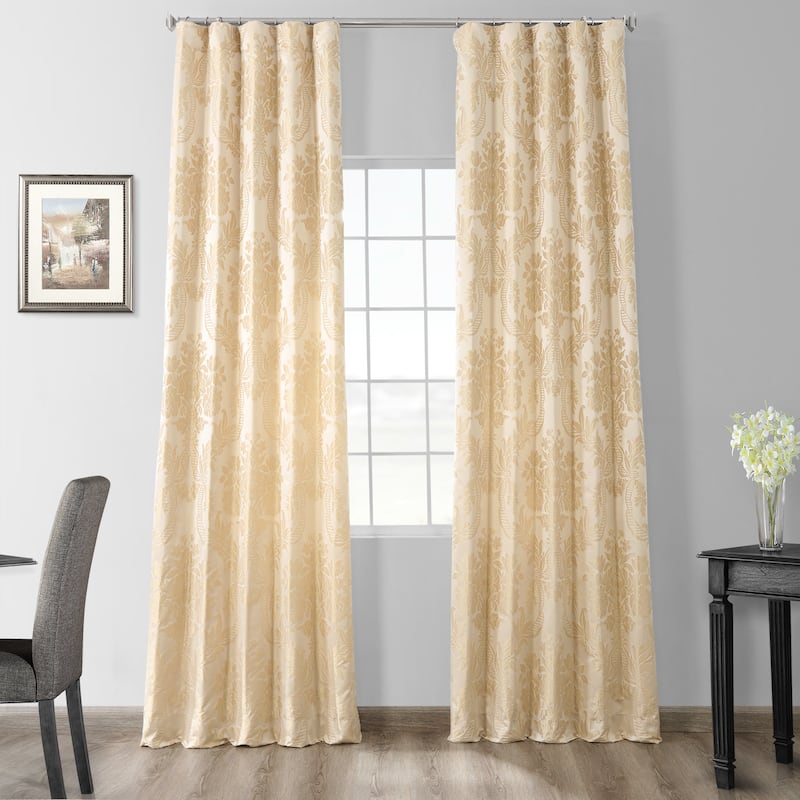 Exclusive Fabrics Magdelena Champaign/Beige Faux Silk Jacquard Curtain (1 Panel)