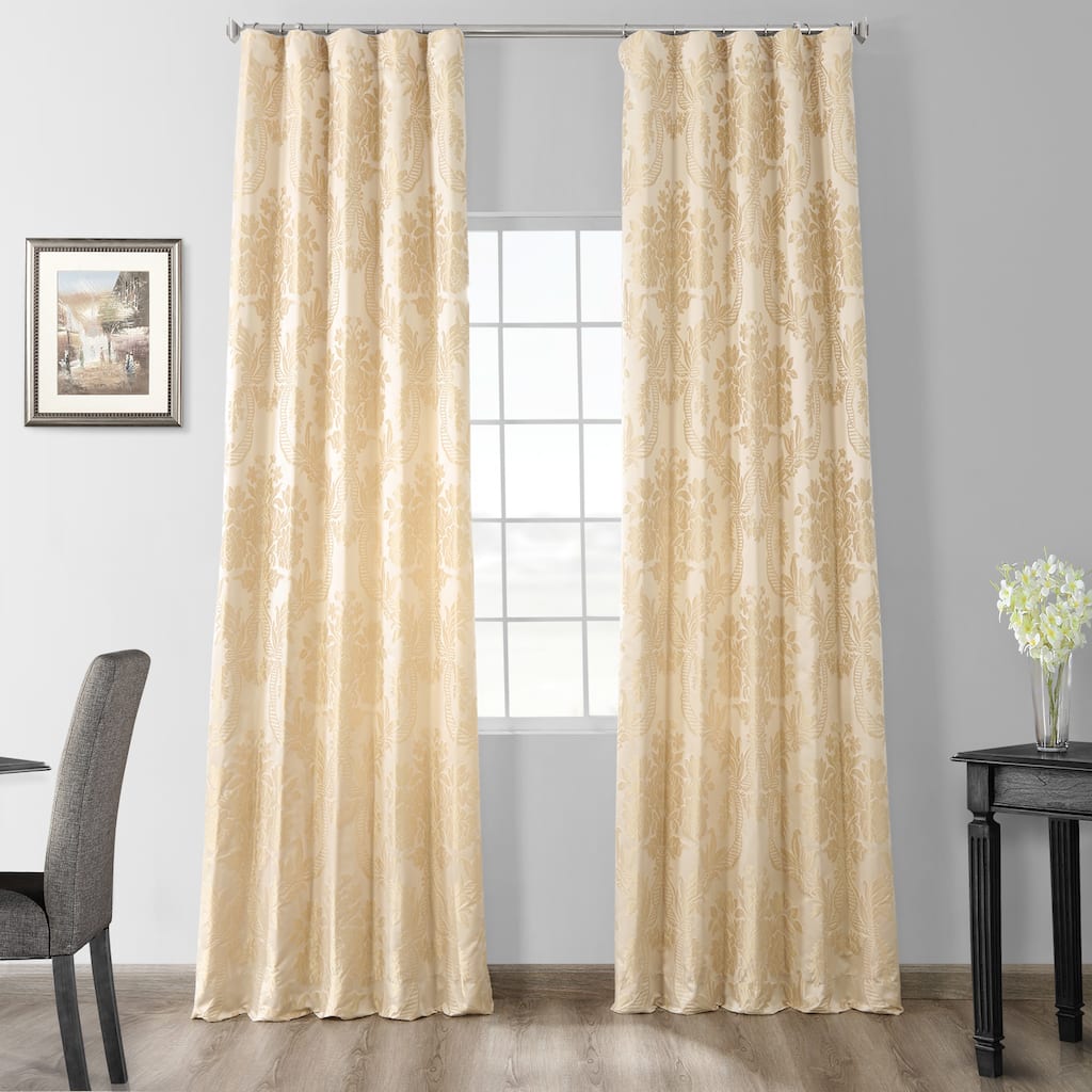 Exclusive Fabrics Magdelena Champaign/Beige Faux Silk Jacquard Curtain (1 Panel)