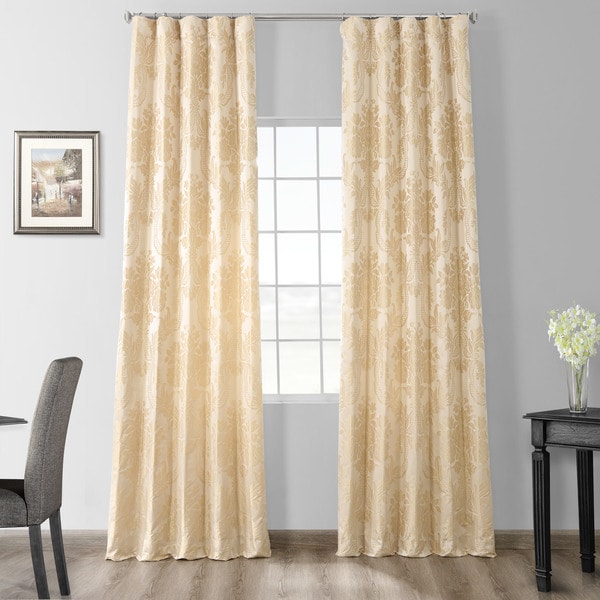 Exclusive Fabrics Magdelena Champaign/Beige Faux Silk Jacquard Curtain (1 Panel)