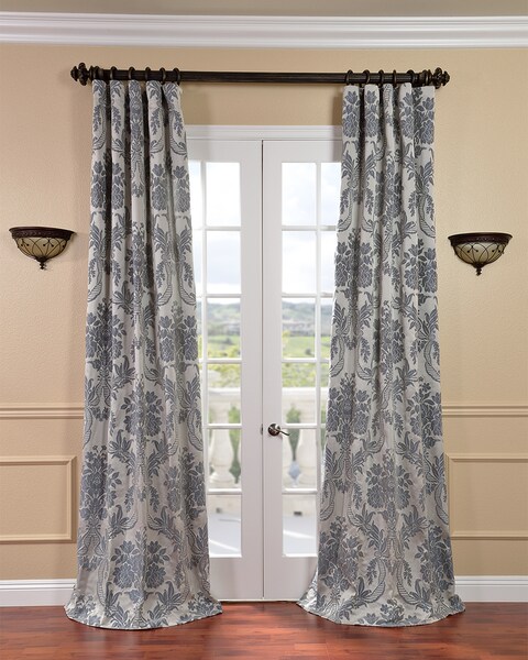 Exclusive Fabrics Magdelena Silver/ Blue Faux Silk Jacquard ... Exclusive Fabrics Magdelena Silver/ Blue Faux Silk Jacquard ...