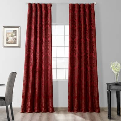 Exclusive Fabrics Astoria Red/Bronze Faux Silk Jacquard Curtain (1 Panel)