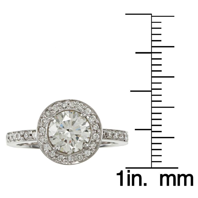 Auriya 14k White Gold 1 1/2ct TDW Certified Round Halo Diamond Engagement Ring