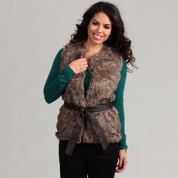Shop Live A Little Women's FullyLined Faux Fur Belted Vest Free