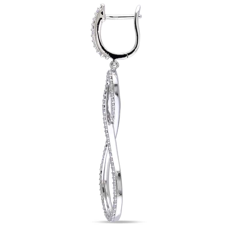 Miadora Sterling Silver 1/10ct TDW Diamond Infinity Dangle Earrings