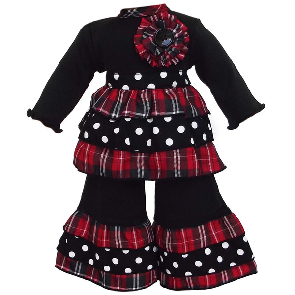 AnnLoren 2 piece Plaid/ Dot Doll Outfit Ann Loren Girls' Sets