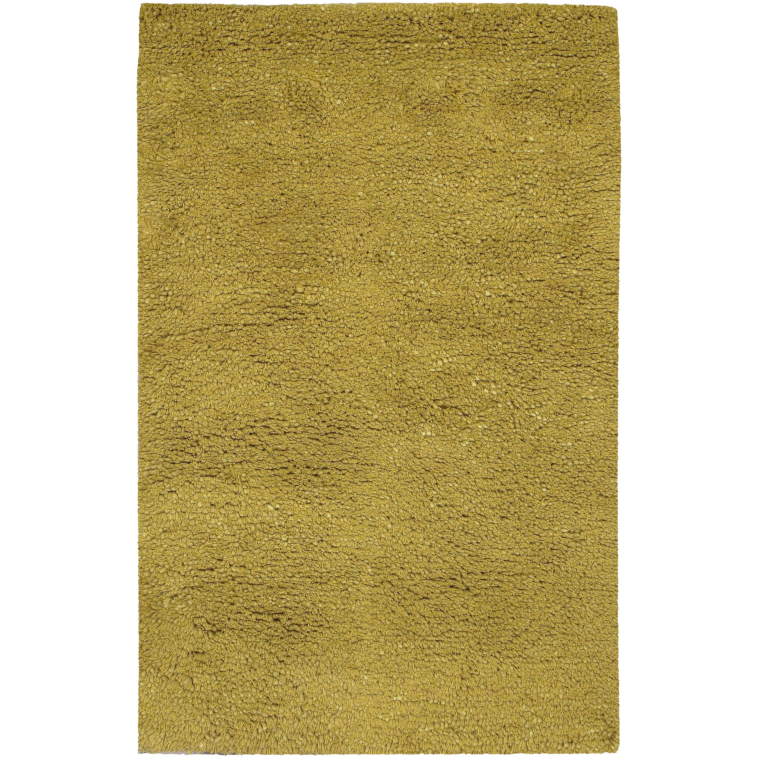 Hand woven Metropoligreen Green Wool Plush Shag Rug (2 X 3)