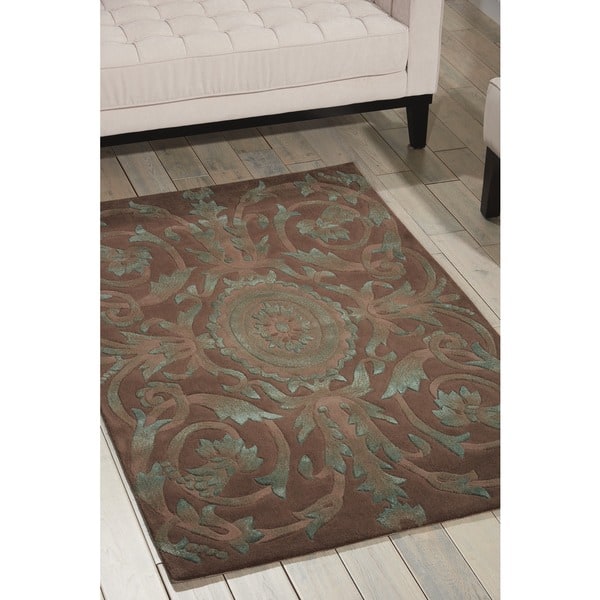 slide 2 of 17, Nourison Moda Hand-tufted Area Rug 5'6" x 7'5" - Brown - Runner/Rectangle