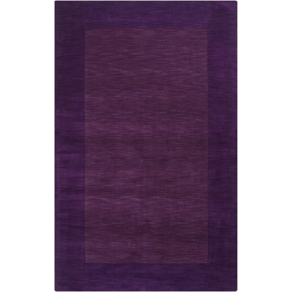 Hand-crafted Purple Tone-On-Tone Bordered Groves Wool Area Rug - 2' x 3'/Surplus