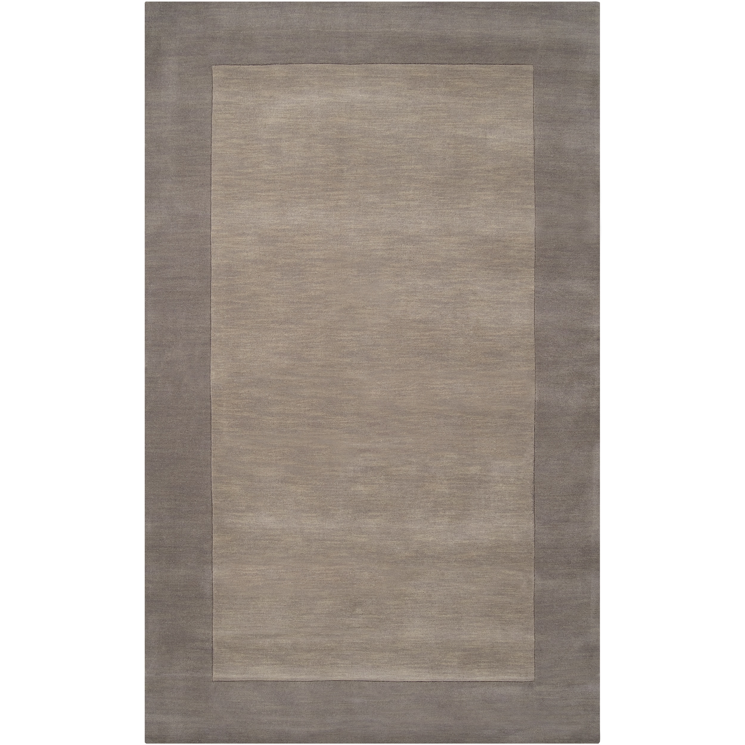 Hand crafted Grey Tone on tone Bordered Halfway Wool Rug (2 X 3)