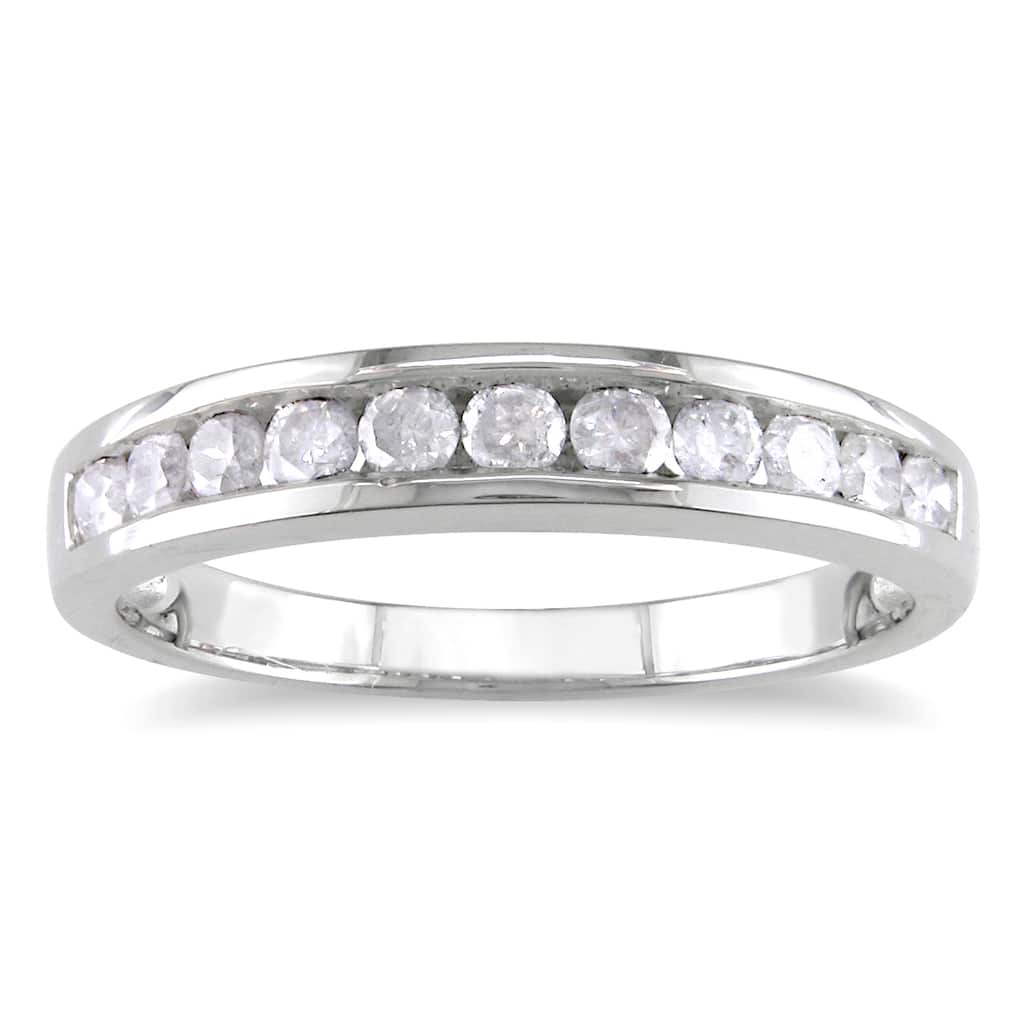 Miadora Sterling Silver 1/2ct TDW Channel Diamond Wedding Band