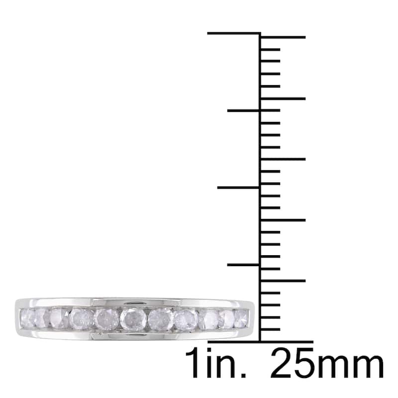 Miadora Sterling Silver 1/2ct TDW Channel Diamond Wedding Band