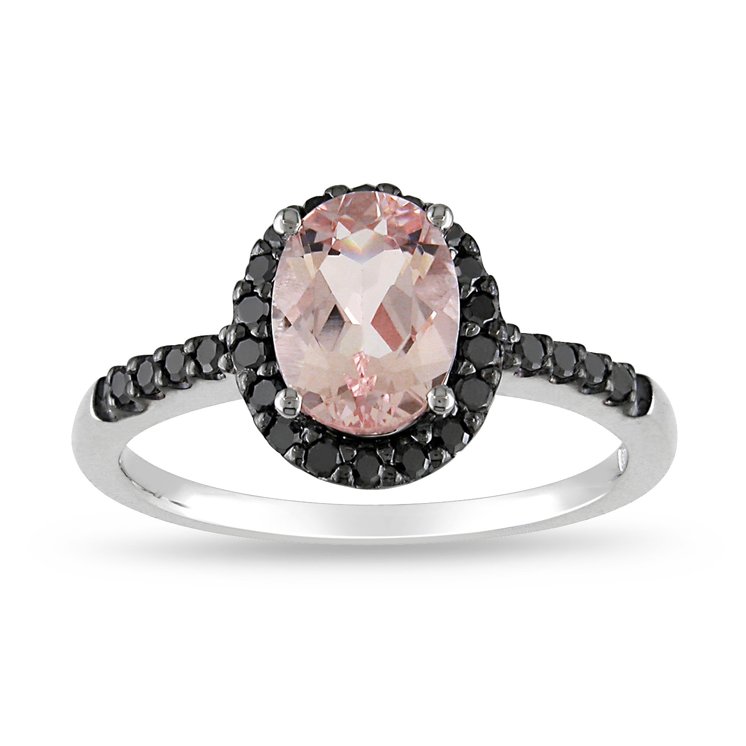 Miadora 14k White Gold Morganite and 1/4ct TDW Black Diamond Ring MSRP