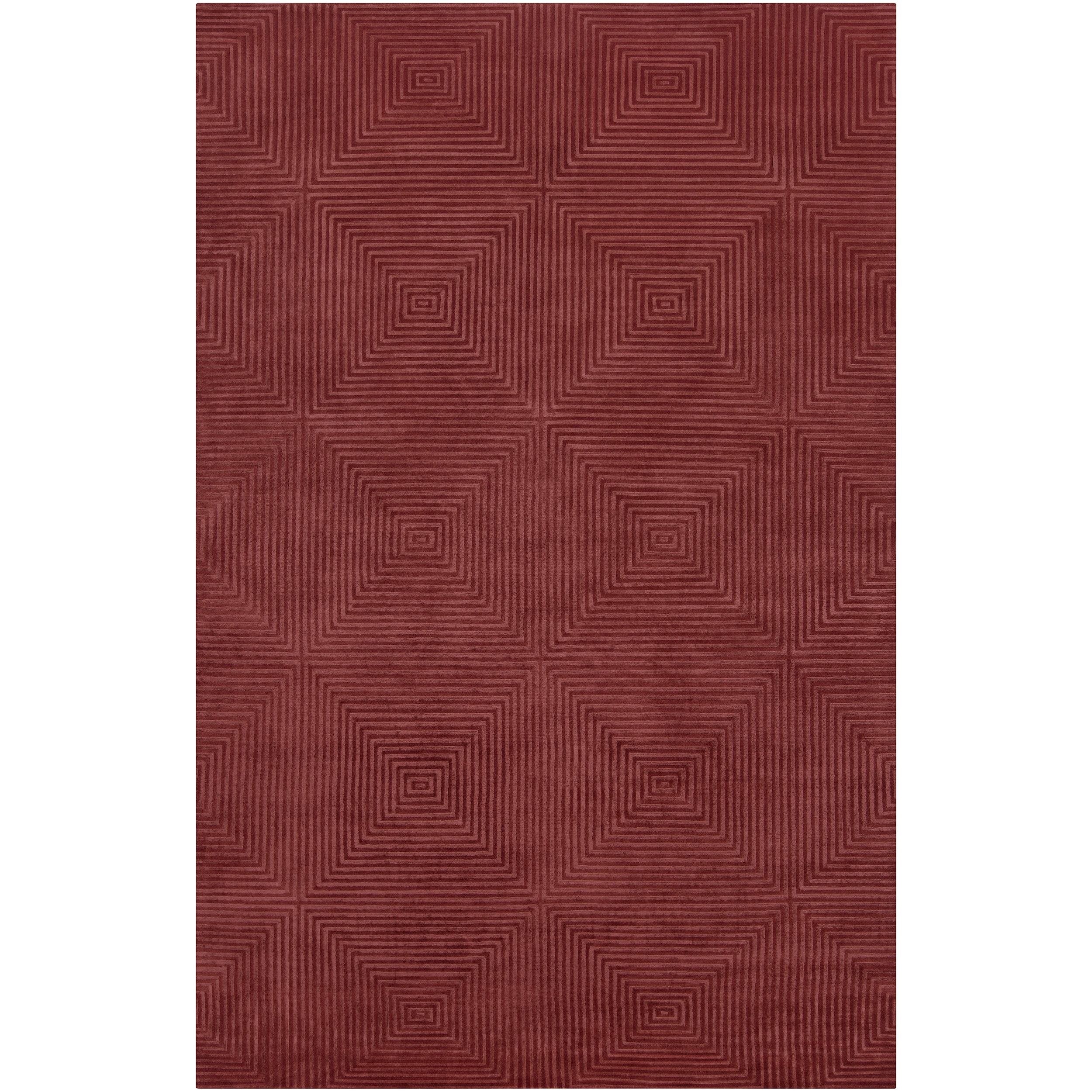 Candice Olson Hand knotted Hemet Red Geometric Wool Rug (2 X 3)