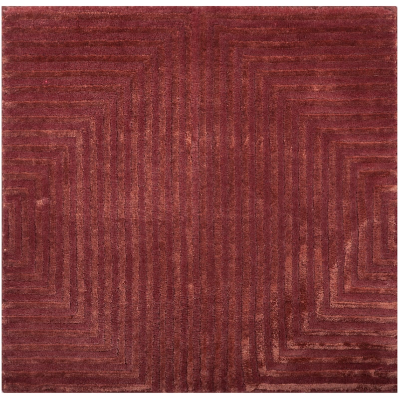 Hand-knotted Hemet Red Geometric Wool Area Rug - 2' x 3' - 2' x 3'