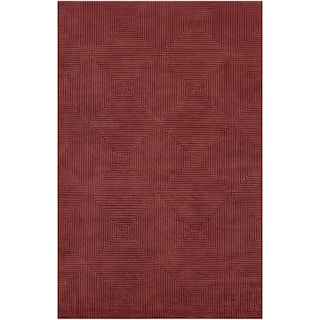 Hand-knotted Hemet Red Geometric Wool Area Rug - 2' x 3' - 2' x 3'