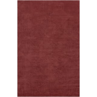 Hand-knotted Hemet Red Geometric Wool Area Rug - 2' x 3' - 2' x 3'