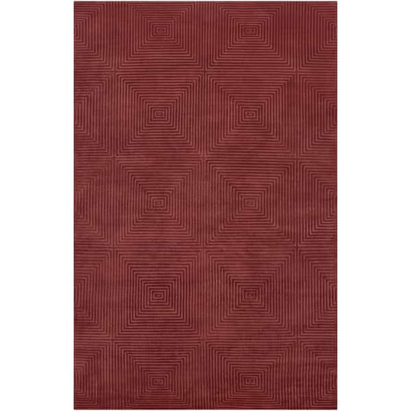 slide 2 of 6, Hand-knotted Hemet Red Geometric Wool Area Rug - 2' x 3' - 2' x 3' 2' x 3' - Raspberry