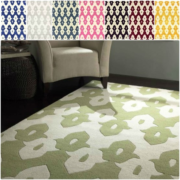nuLOOM Abstract Handmade Modern Ikat Trellis Wool Rug (5' x 8') - 5'x 8'