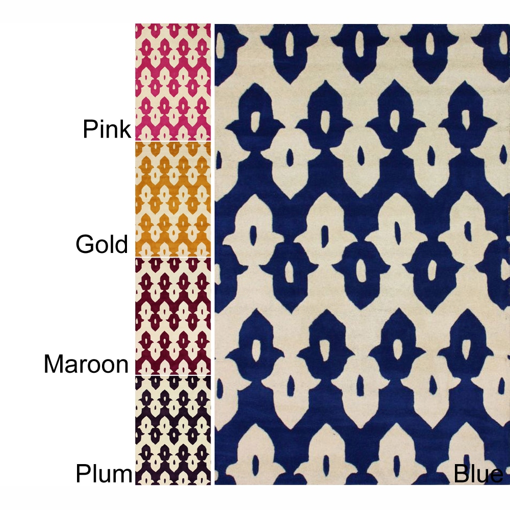 Nuloom Abstract Handmade Modern Ikat Trellis Wool Rug (5 X 8)