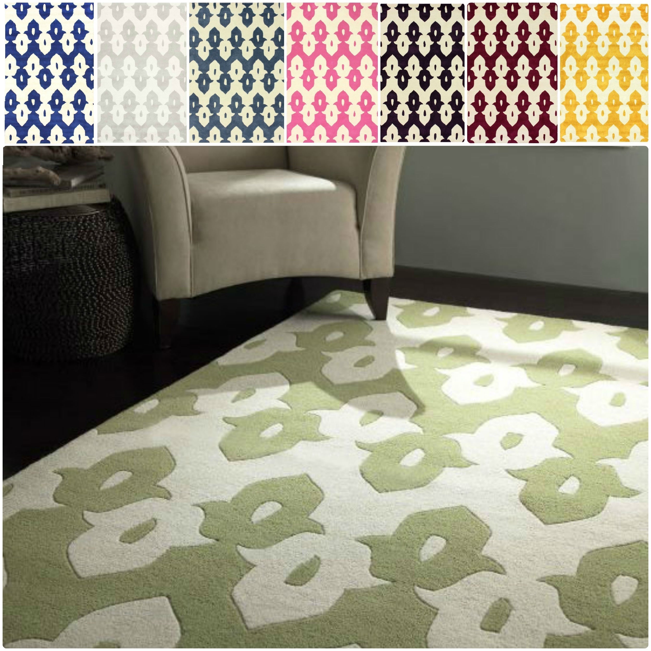 Nuloom Handmade Modern Ikat Trellis Wool Rug (6 X 9)