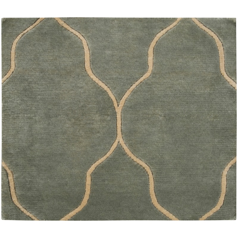 Hand-knotted Levelland Green Wool Area Rug - 2' x 3' - 2' x 3'