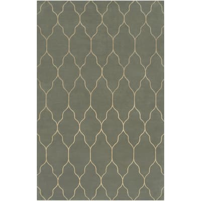 Hand-knotted Levelland Green Wool Area Rug - 2' x 3' - 2' x 3'