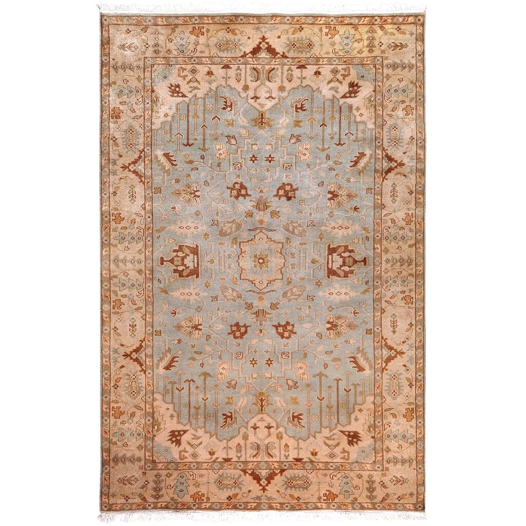 Hand-knotted Kennewick Blue Wool Area Rug - 2' x 3'