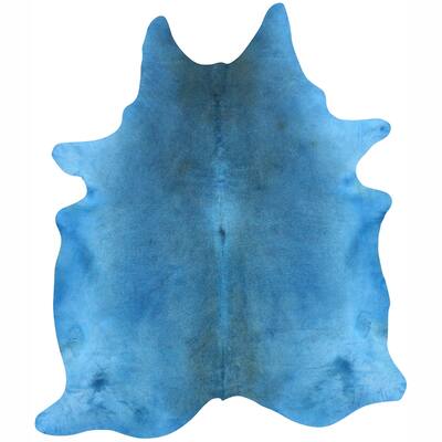 Nuloom Hand-picked Brazilian Solid Blue Cowhide Rug (5' x 7') - 5' x 7'