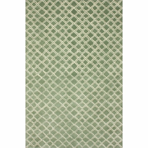 nuLOOM Handmade Moroccan Trellis Light Green Wool Rug (5' x 8')
