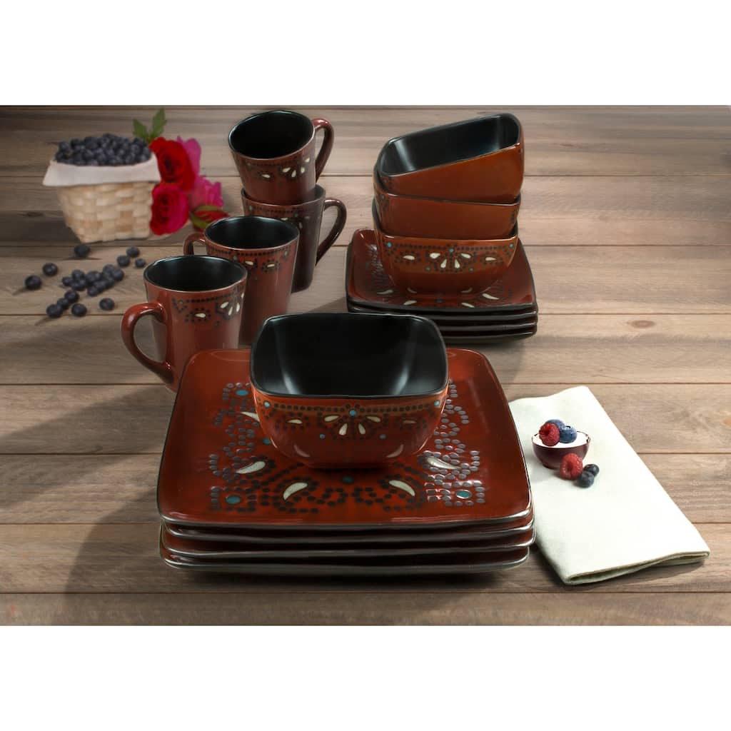 American Atelier Marquee Red 16 Piece Dinnerware Set