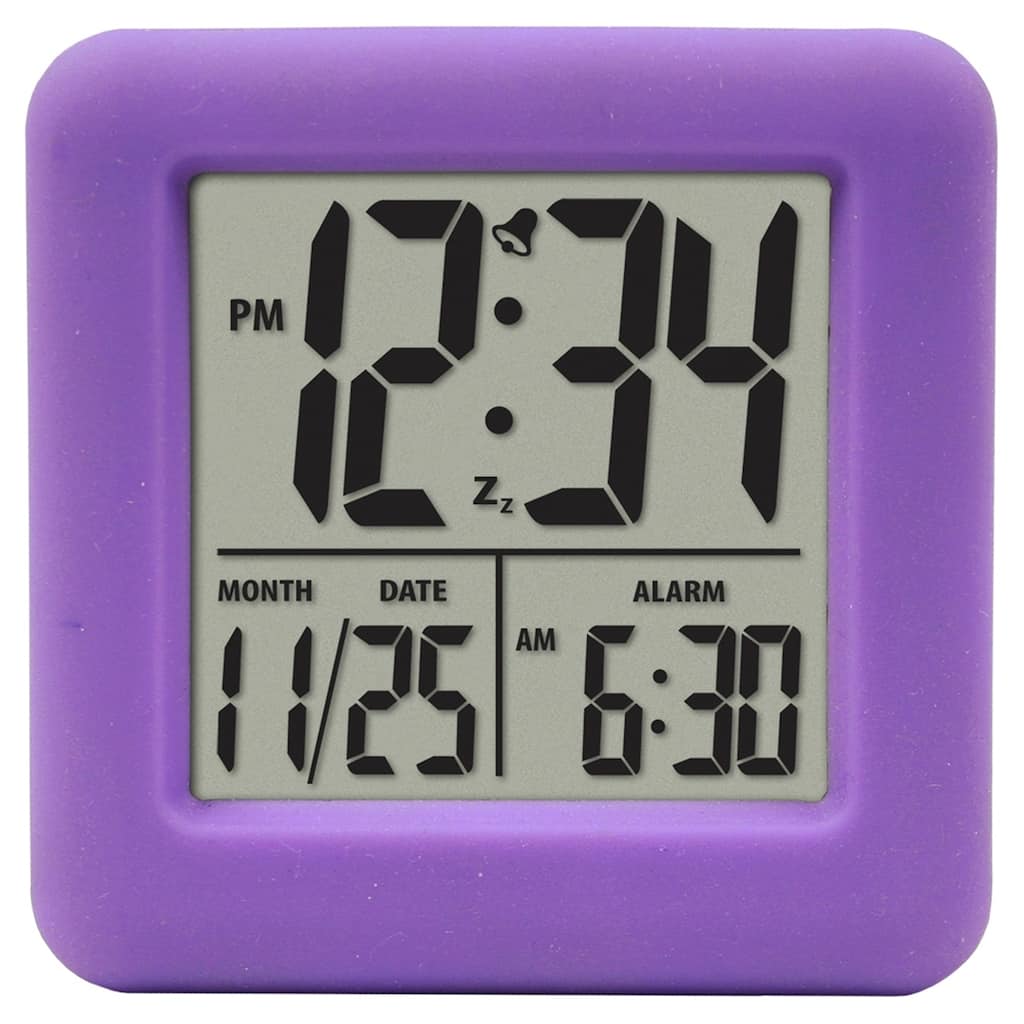 Equity by La Crosse Soft Purple Cube LCD Alarm Clock