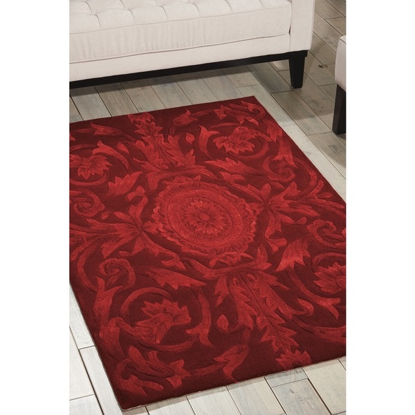 Nourison Hand-tufted Moda Medallion Ruby Red Rug - 5'6 x 7'5