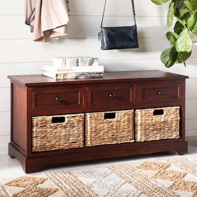 SAFAVIEH Damien Dark Cherry 3-drawer Storage Unit - 42.1" x 15.4" x 19.7"